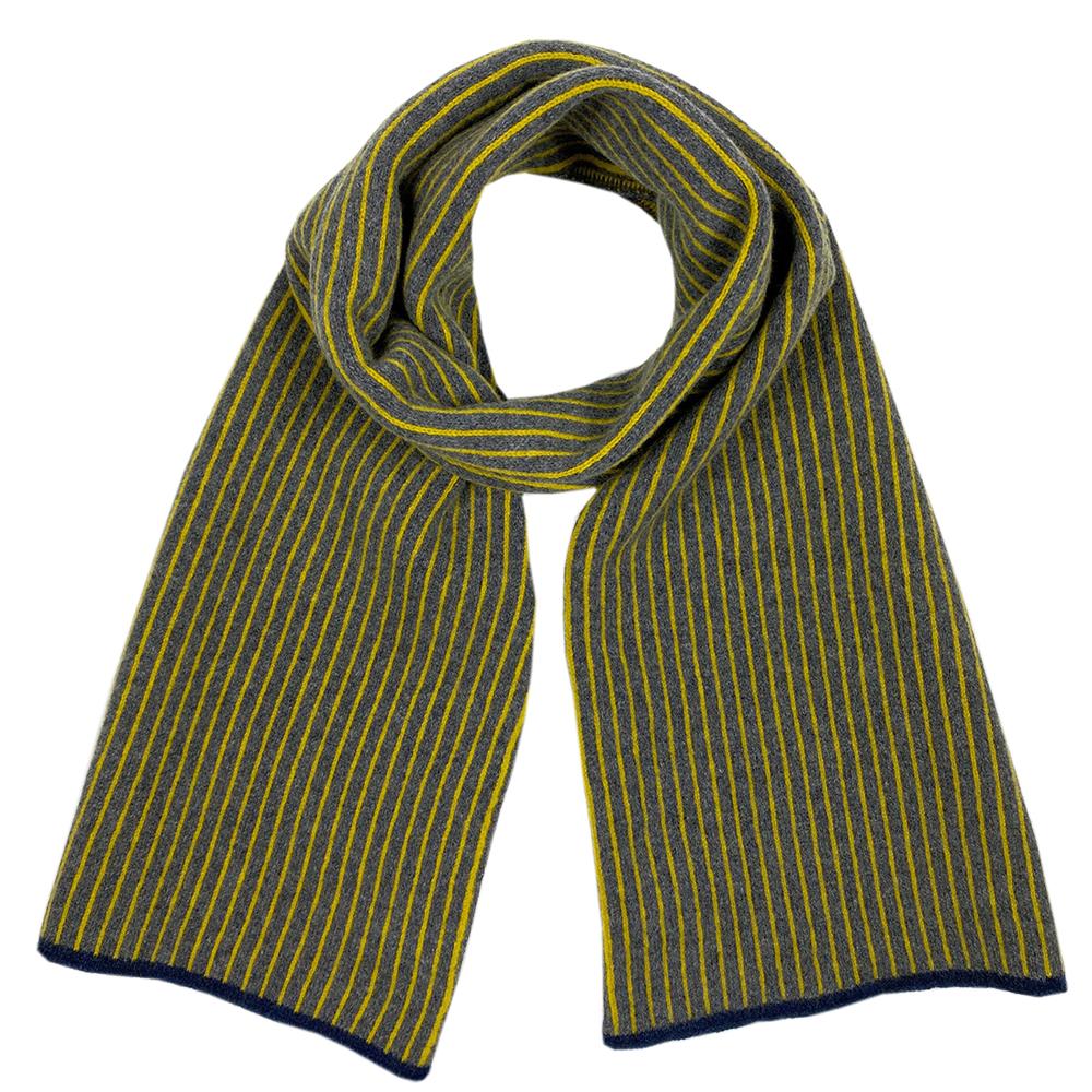 vertical stripe scarf grey and piccalilli with navy trim.jpg